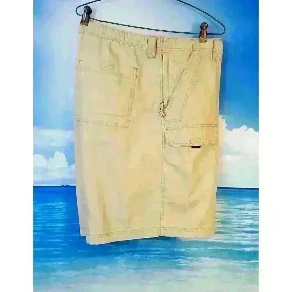 WRANGLERS Mens KHAKI TAN Denim Shorts CARGO Zip Pockets BELT CLIP size 46